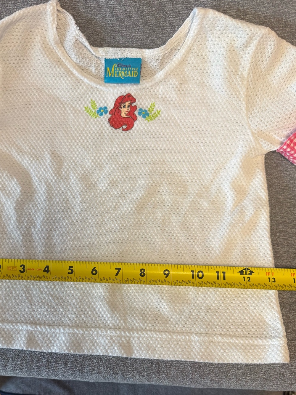 Disney The Little Mermaid White Top with Red Ariel Embroidery